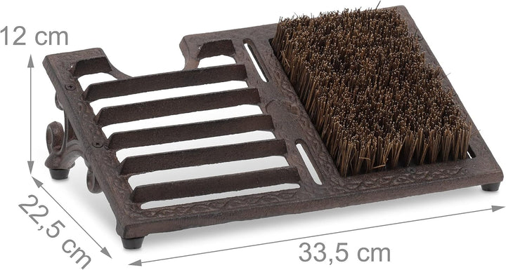 Relaxdays Schuhabstreifer, aus Gusseisen, grosse Bürste, Stiefelknecht, antikes Design, Aussenbereic