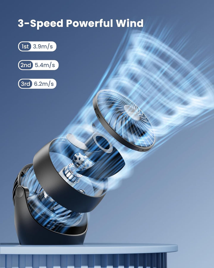 Gaiatop Tragbarer Tischventilator, 14 cm kleiner Elektrischer Ventilator mit 3 Geschwindigkeiten für