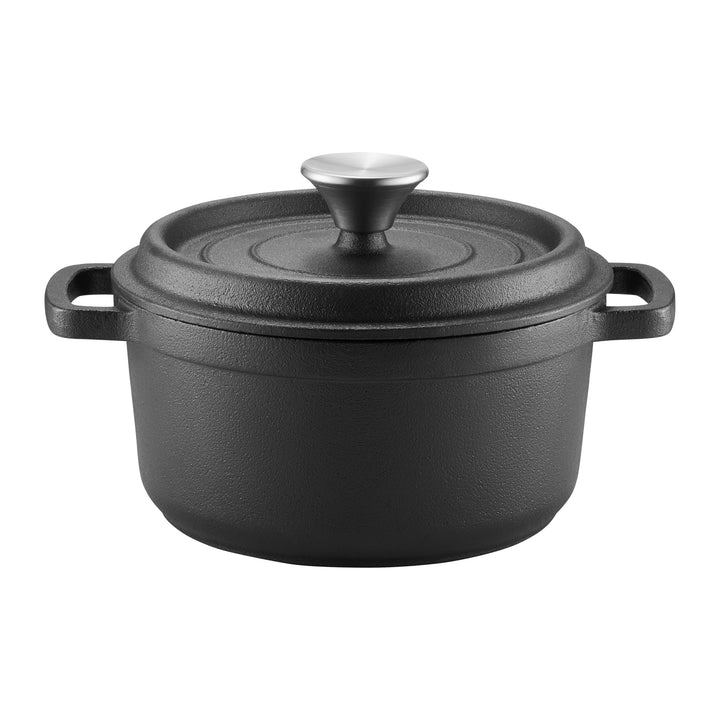 AMBITION Gusseisen Topf mit Deckel ofenfest 24 cm Iron 3,5 L Schmortopf Induktion alle Herdarten