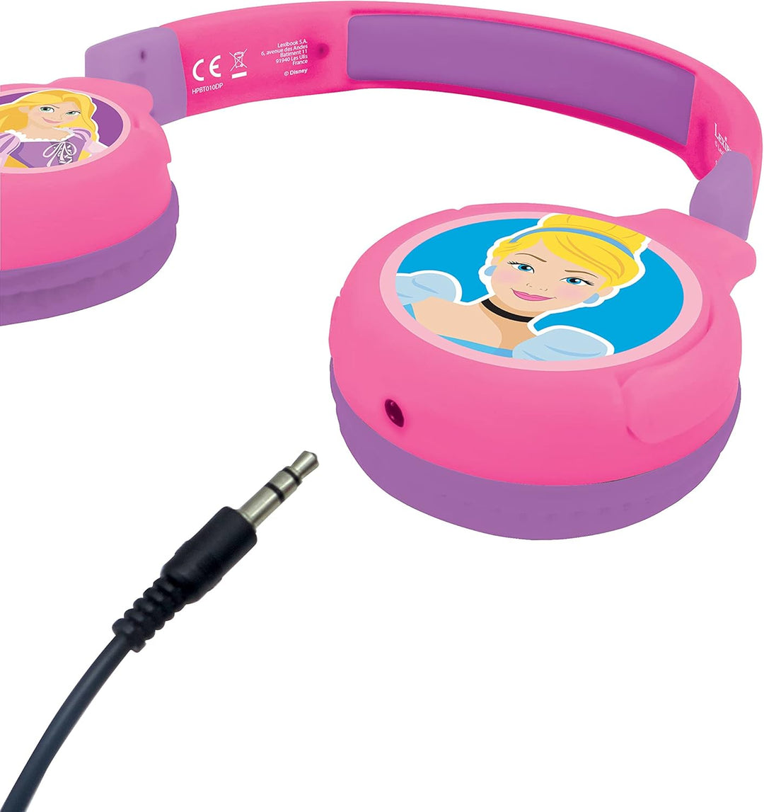 Lexibook - Disney Prinzessinnen - 2-in-1 Audio-Kopfhörer mit Bluetooth und Kabel, Stereo, drahtlos,