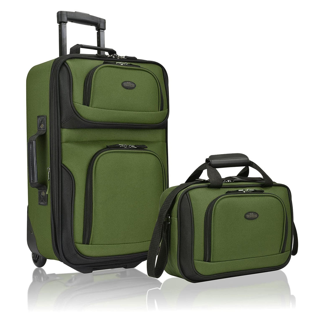 U.S. Traveler Rio Rugged Fabric Erweiterbares Handgepäck-Set 2 Wheel Grün, 2 Wheel Grün