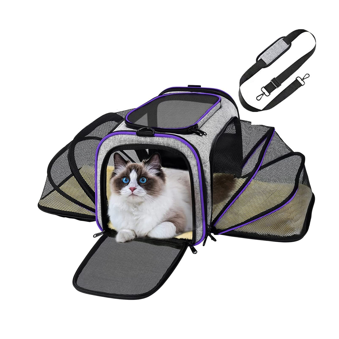 (10998 Grau/Lila) Haustier-Transporttasche Katzentasche Hundebox Transportbox Tragebox Hunde Katzen