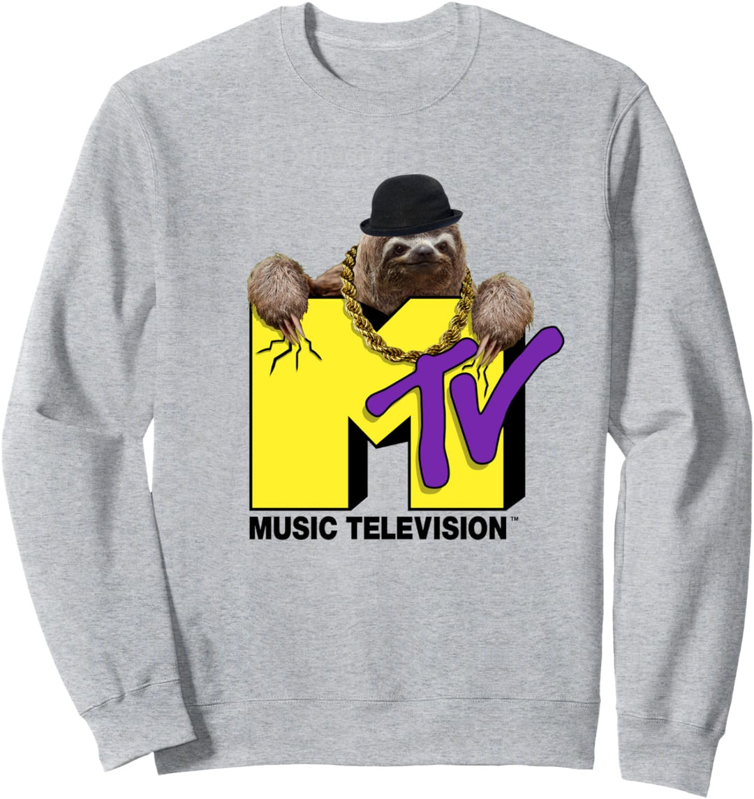 MTV Logo Sloth Yellow And Purple Sweatshirt