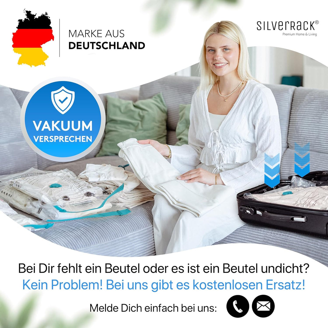 Vakuumbeutel für Kleidung und Bettdecken [13 Stück] mit Pumpe in 4 Grössen (2x Small + 2x Medium + 5