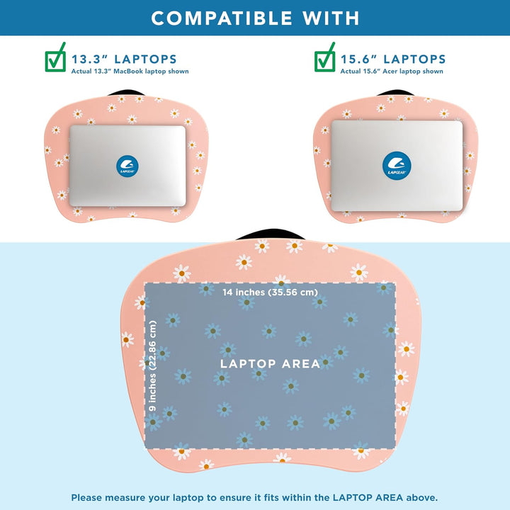 LAPGEAR MyStyle 45336 Tragbarer Schossschreibtisch mit Kissen, Gänseblümchen, für Laptops bis zu 39,
