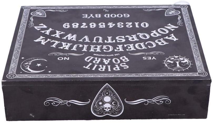 NEMESIS NOW Schmuckkästchen mit Spiegel, mitteldichte Faserplatte und Planchette, Schwarz und Weiss,