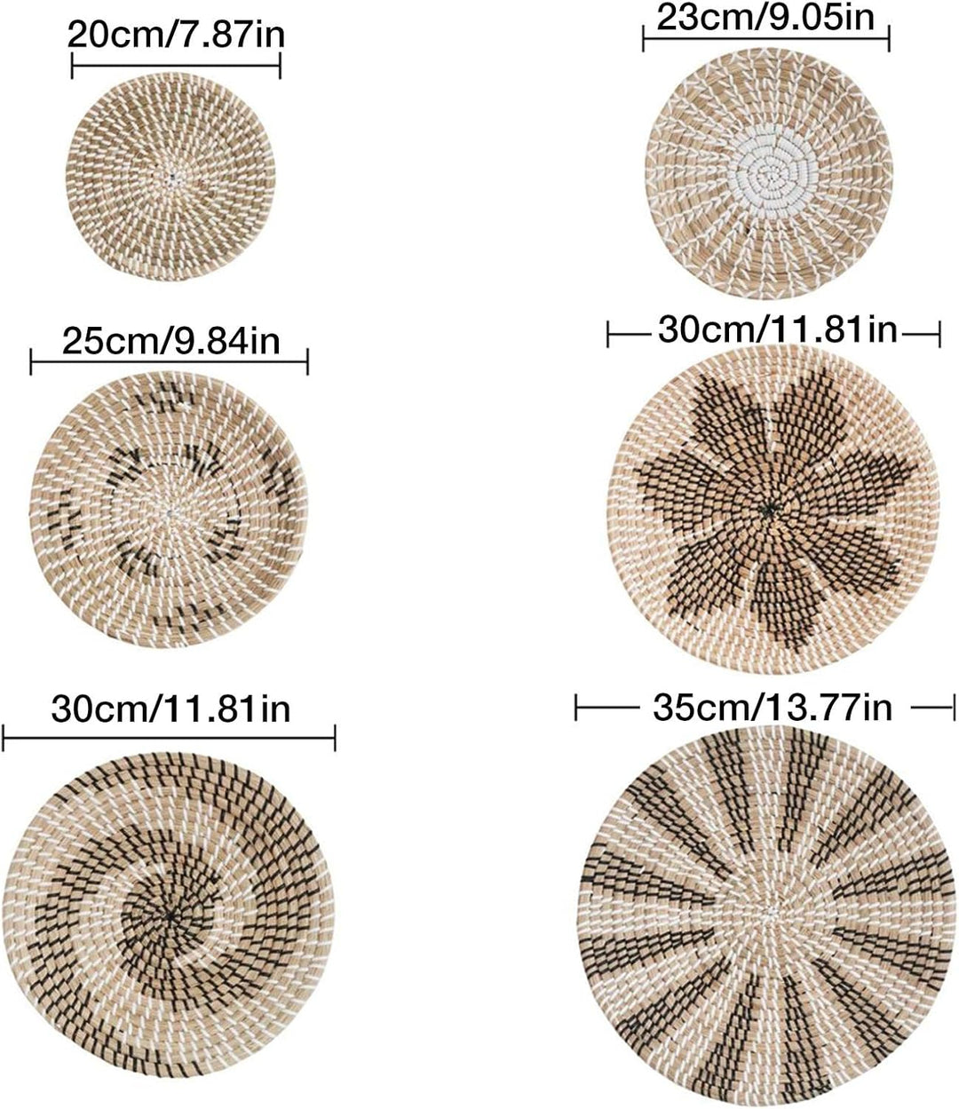5PCS Woven Basket Wall Decor – Hangings Wall Basket Dekoration – Rattan Wall Decor – Wicker Wall Art