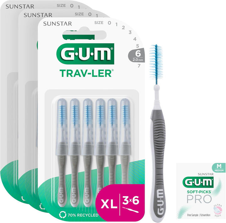 GUM TRAV-LER Professionelle Interdentalbürsten | Borsten mit antibakteriellem Schutz | Beschichteter