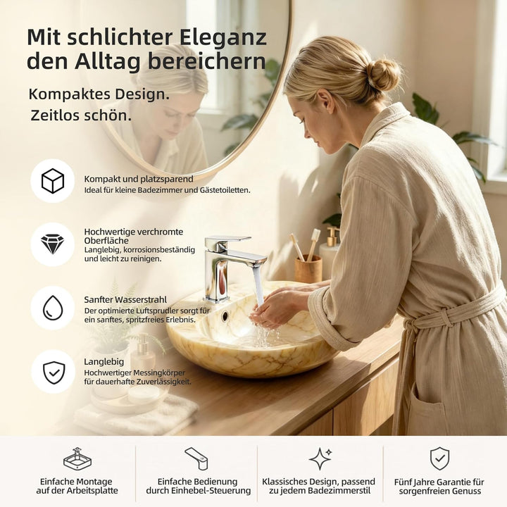 BELZ Waschtischarmaturen Mischbatterie, Moderne Badezimmer Spültischarmatur, Einhebelmischer für Was