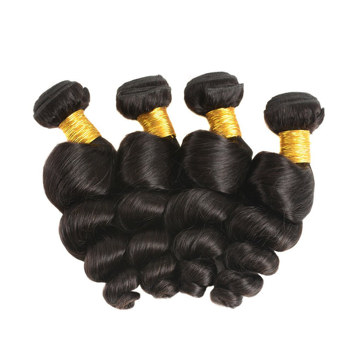 Huarisi Loose Wave Human Hair Bundles, Brazilian Hair 4 Bundles 12 14 16 18 inch, Brazilian Virgin H