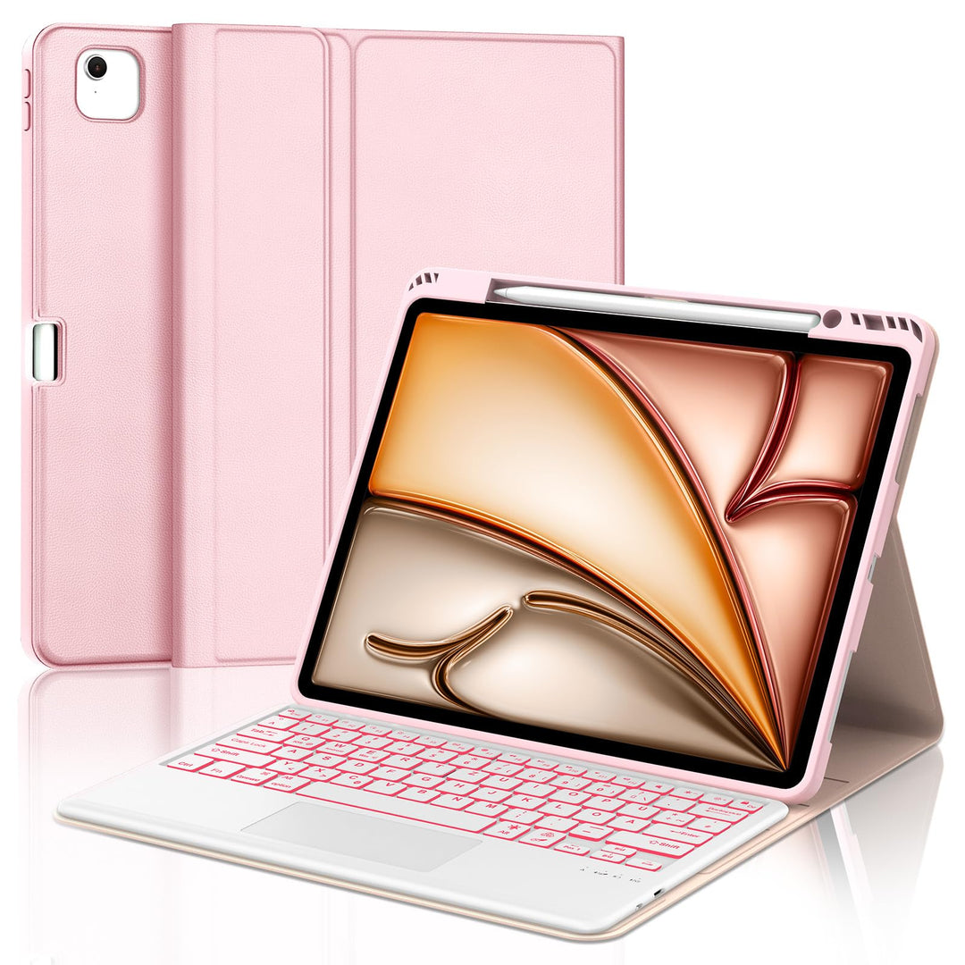 Hülle mit Tastatur für iPad Air 13 Zoll M4 2026/M3 2025/M2 2024 con Touchpad, Magnetisch Abnehmbare