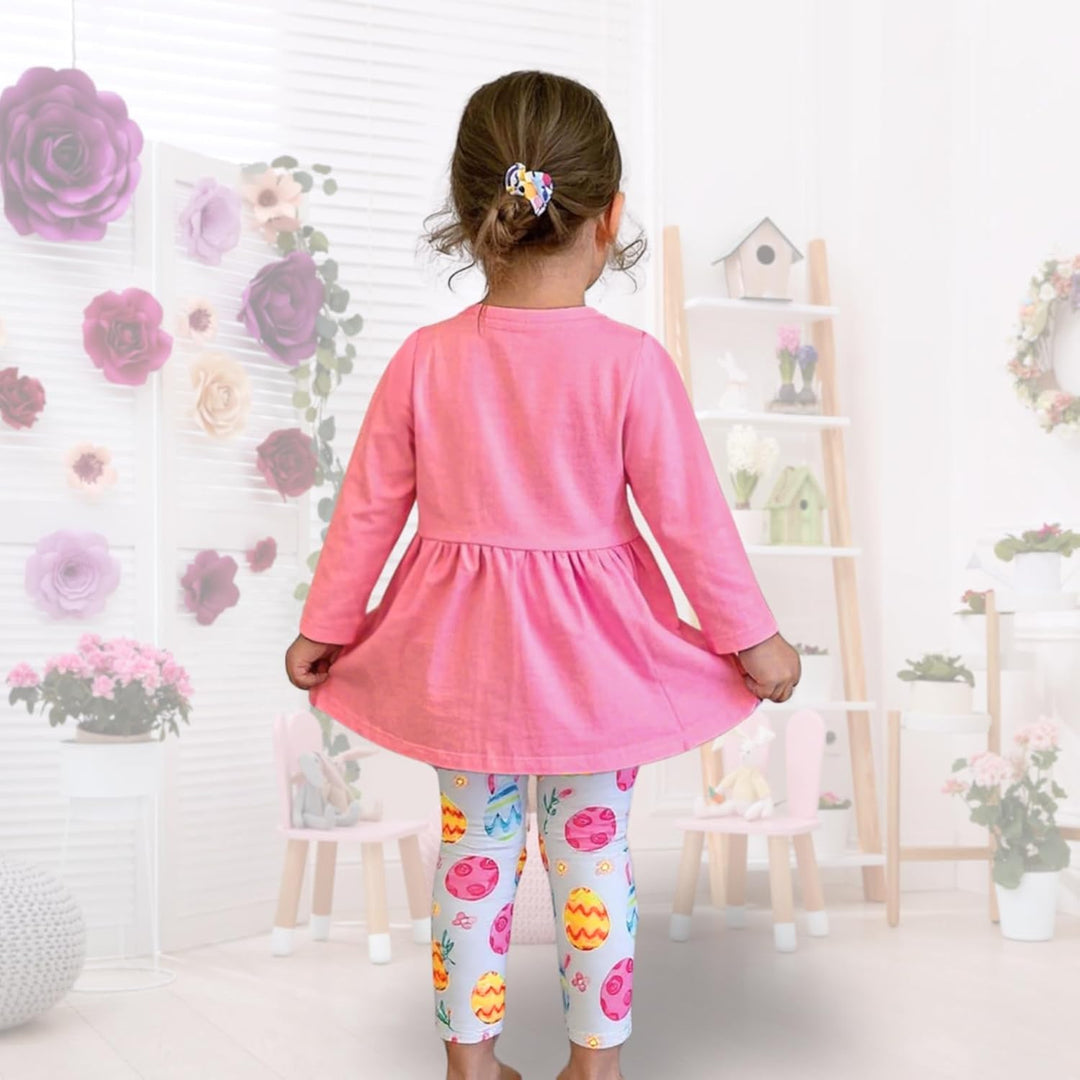 Baby Mädchen Oster Outfit Kleinkind Langarm Hase Kleid + Hase Hosen und Bogen Stirnband für Oster Ge
