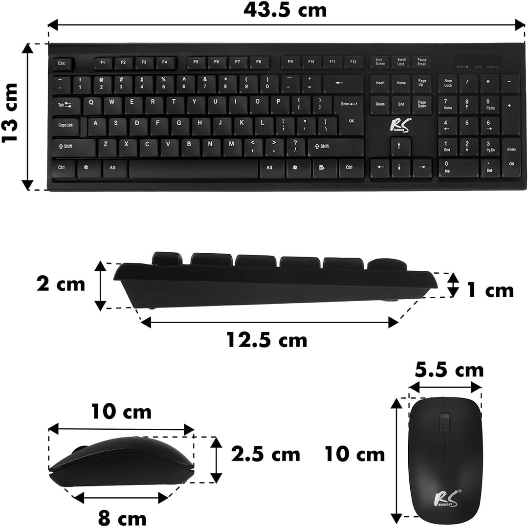 Kabellose QWERTY Tastatur + Maus + Mauspad Set | 2,4 GHz, Reichweite: bis zu 10m | Mausauflösung: 12