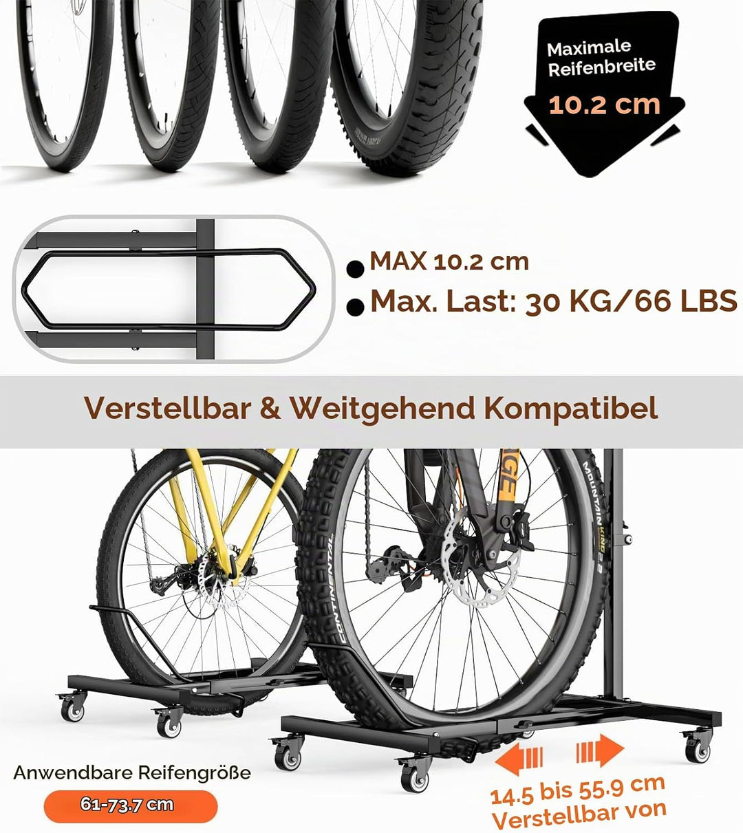 Housolution Vertikaler Fahrradständer mit Rädern, Freistehender Fahrradständer für Räder bis zu 29",