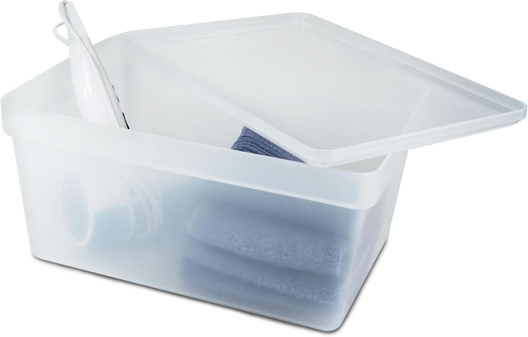 6x Ordnungsbox mit Deckel - stapelbar - milchig-transparent - DINA4-Format 36,5x26x18 cm - 11 Liter