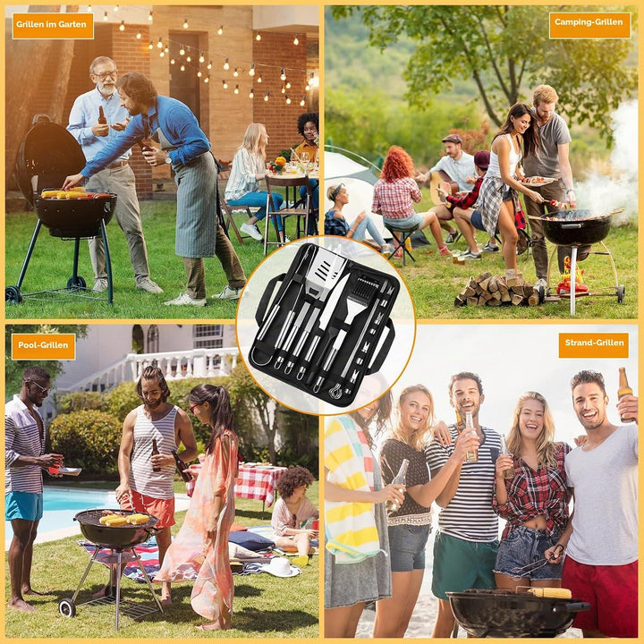 Grillbesteck Set, Edelstahl Grillzubehör, Tragbares Professionelles Grillwerkzeug, Perfektes Grill S