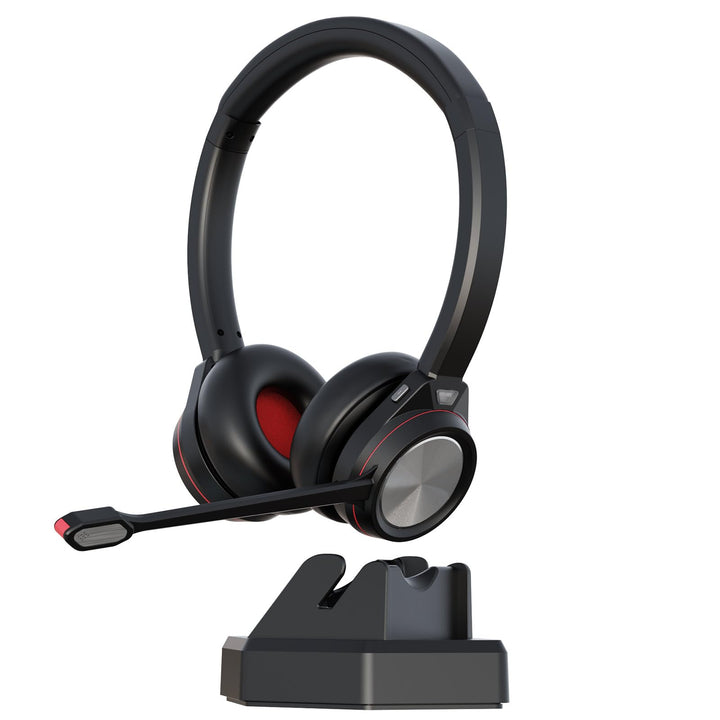 Bluetooth Headset mit Mikrofon, Wireless Headset mit USB Dongle Ladestation, Noise Cancelling Mikrof