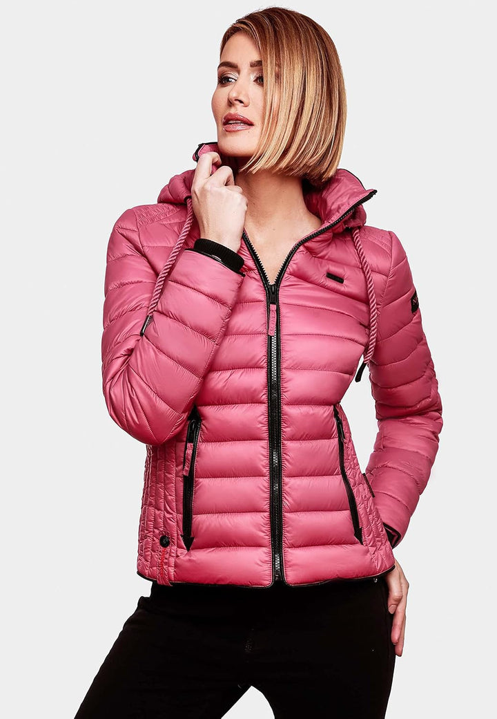 Navahoo Damen leichte Übergangsjacke Steppjacke mit Kapuze Lulana XS-XXL XS Berry, XS Berry