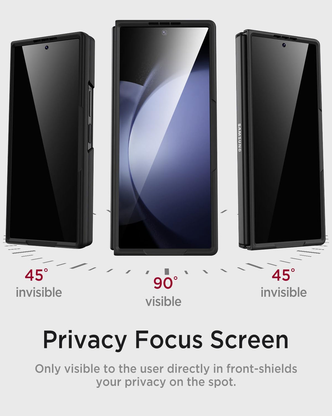 Miimall Kompatibel mit Samsung Galaxy Z Fold 5 Hülle mit S-Pen & Stifthalter, [Anti-SPY Displayschut