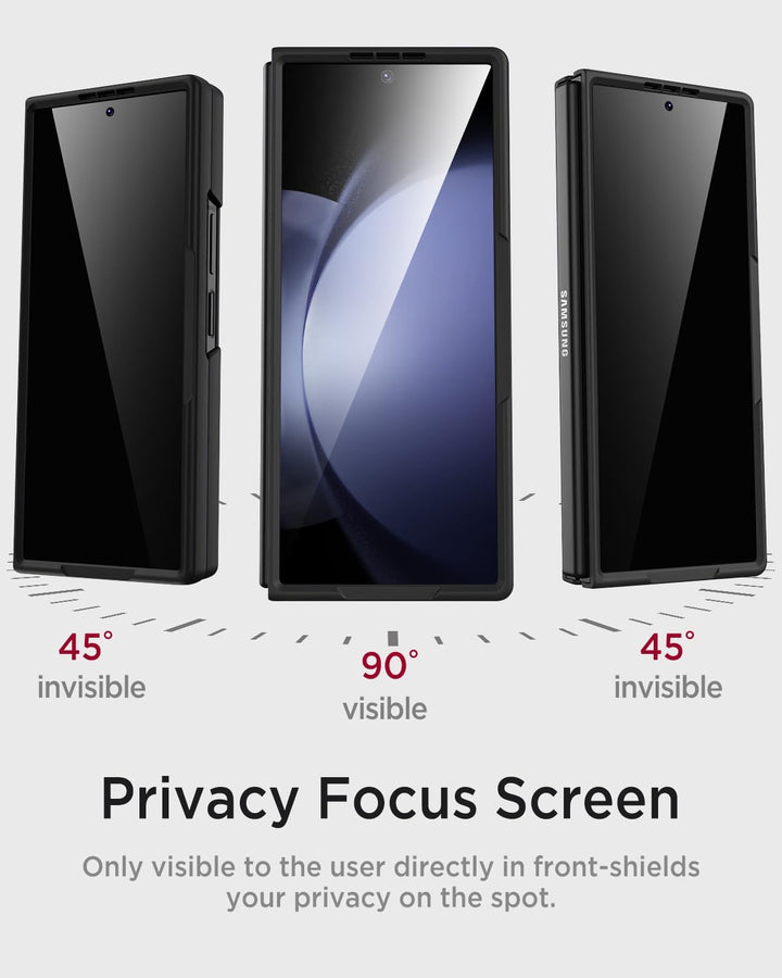 Miimall Kompatibel mit Samsung Galaxy Z Fold 5 Hülle mit S-Pen & Stifthalter, [Anti-SPY Displayschut