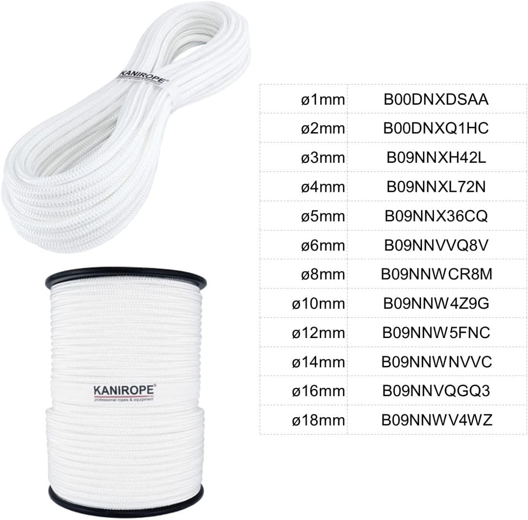 Kanirope® Nylonseil Polyamidseil Seil NYLONBRAID 6mm 20m 16-fach geflochten, 20m
