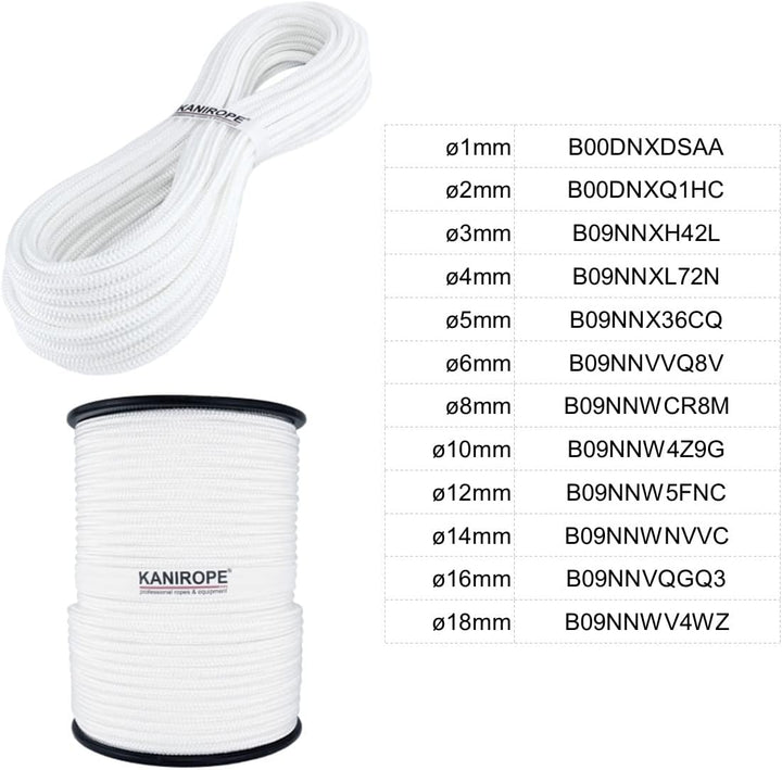 Kanirope® Nylonseil Polyamidseil Seil NYLONBRAID 6mm 20m 16-fach geflochten, 20m