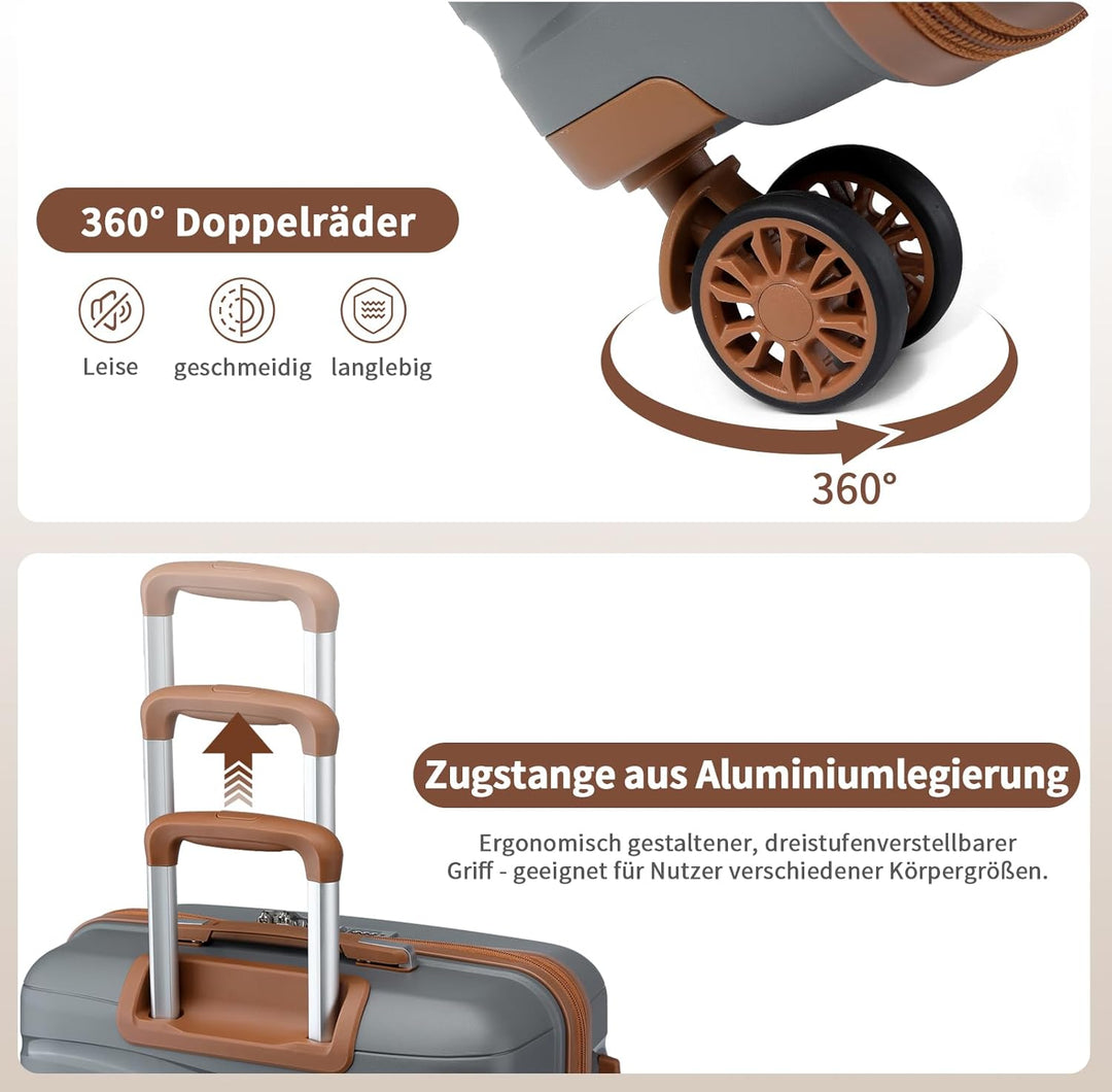KONO Mittelgross Koffer 65cm Leicht Reisekoffer aus Polypropylen Hartschale Koffer mit 4 Rollen und