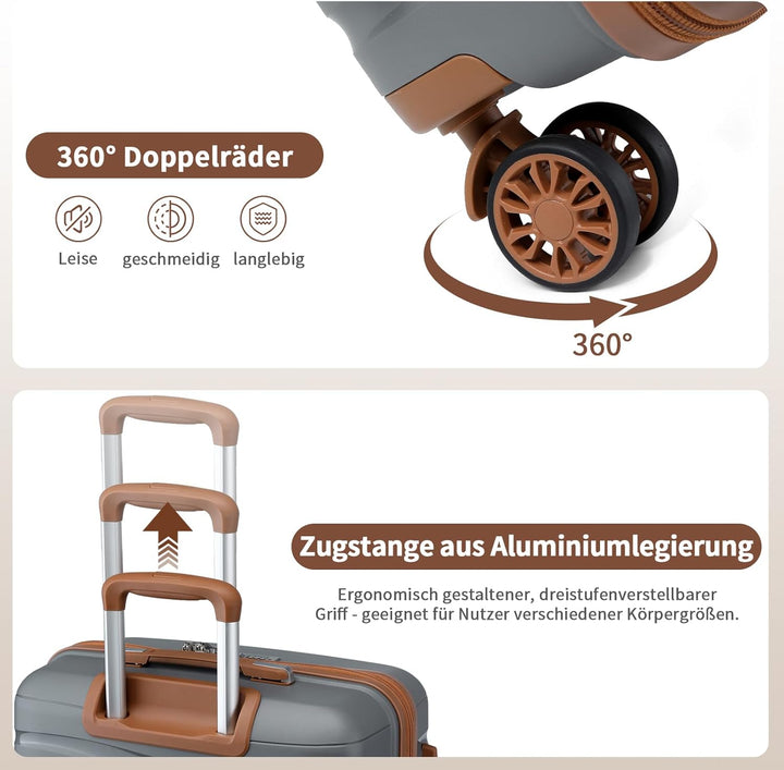 KONO Mittelgross Koffer 65cm Leicht Reisekoffer aus Polypropylen Hartschale Koffer mit 4 Rollen und