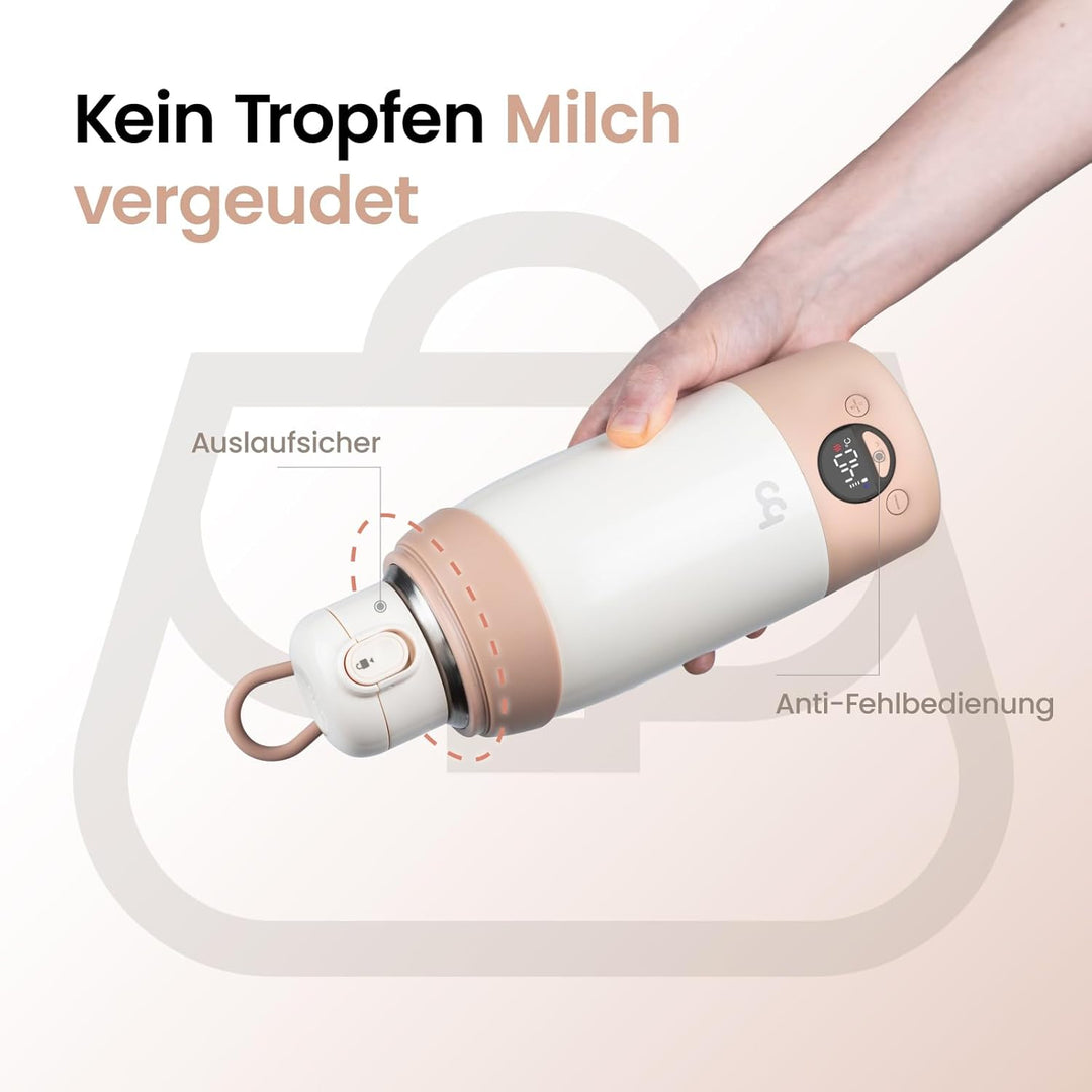 Tragbarer Flaschenwärmer Baby Unterwegs mit 500ml Grosse Kapazität, Schnelle Erwärmung, USB-C & 36 W