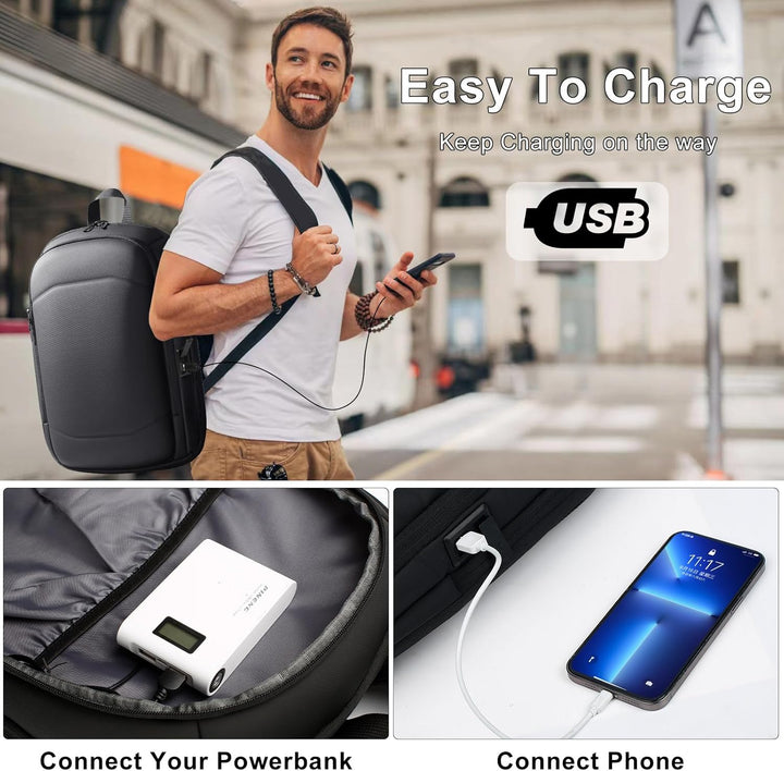 Rucksack Herren Wasserdicht Laptop Rucksack 17 zoll Business Rucksack Gross mit USB-Anschluss Backpa