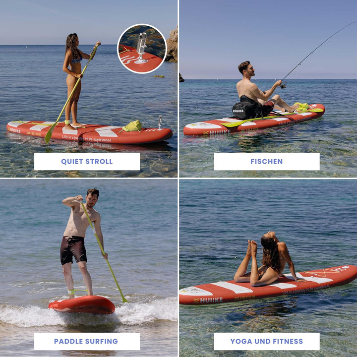 HUIIKE Stand Up Paddling Board mit Zubehör, Paddel, Finnen, Pumpe. Paddle Sup Board Aufblasbar Hohe