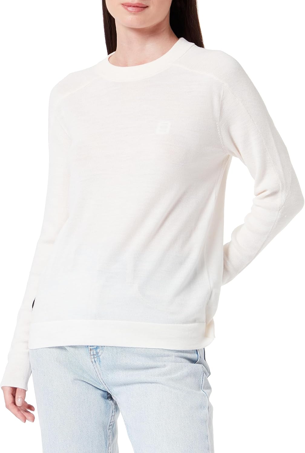 G-STAR Damen Core Round Neck Knit XL Beige (Eggnog D23683-b692-g076), XL Beige (Eggnog D23683-b692-g