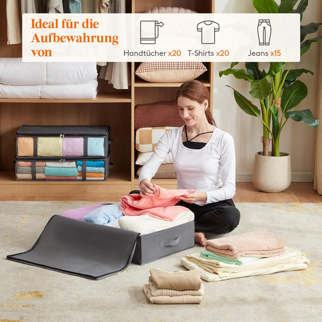 Lifewit 4 Stück 40L Unterbett Aufbewahrungsbox, Faltbare Unterbettkommode Aufbewahrungstasche Storag