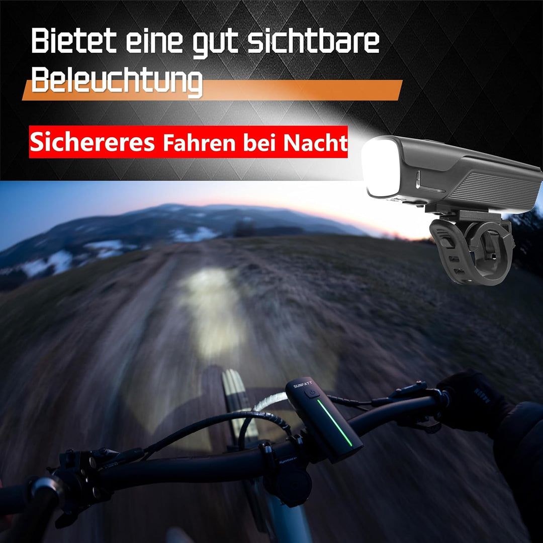 SUNFATT Fahrradlicht Set,StVZO Zugelassen Fahrrad Licht vorne&rücklicht-[2600mAh]-IPX5 Wasserdicht F