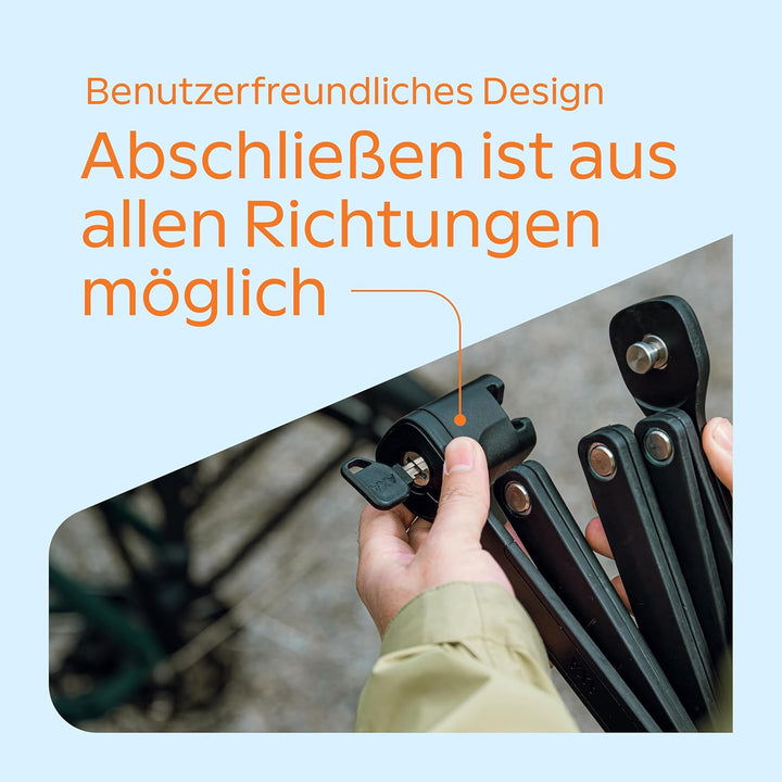AXA Fold 110 Faltschloss – Länge 110 cm – Sicherheitsstufe 9 – Halterung inkl. Tracking-Tag-Fach – M
