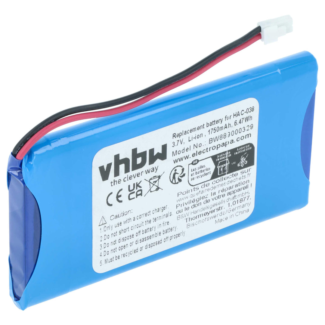 vhbw Akku Ersatz für Nintendo HAC-038 für Spielekonsole (1750 mAh, 3,7 V, Li-Ion)