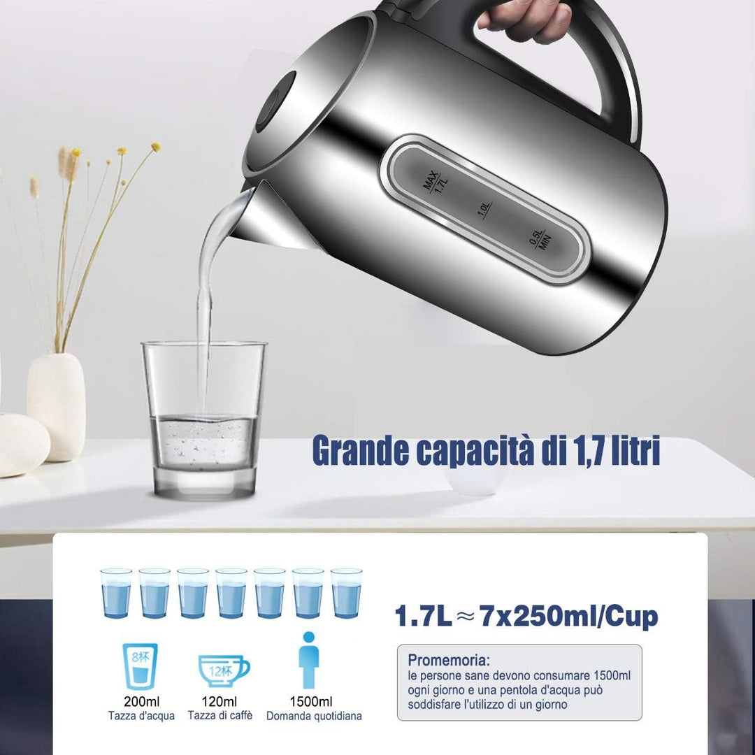 EXTRASTAR Wasserkocher aus Edelstahl (1.7L-1739), 1.7L-1739