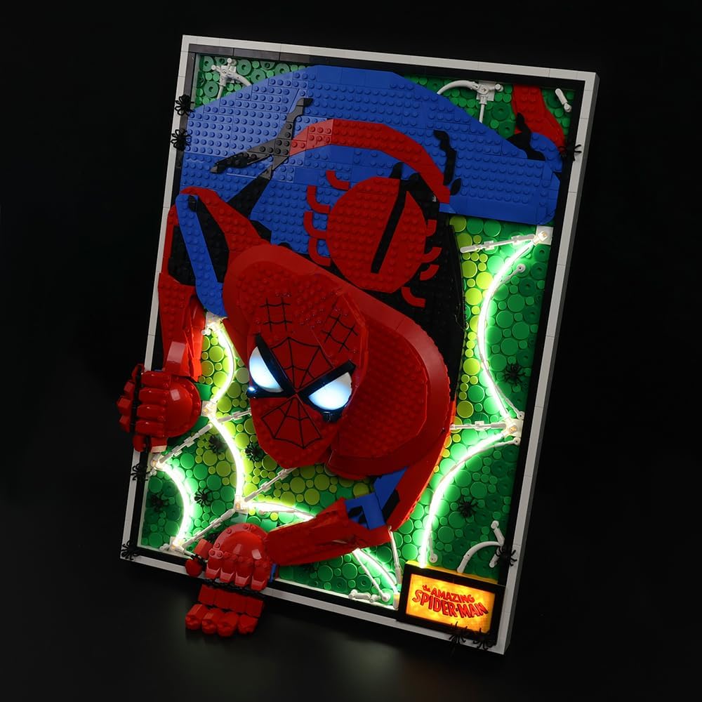 Kyglaring Kompatibel mit Lego Art The Amazing Spider-Man Poster 31209 Bausteine, Beleuchtungszubehör