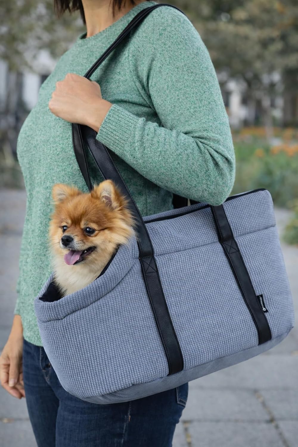 Hundetasche - Tragetasche Aaliyah Blau – 46x23x25cm – Polyester mit Schaumfüllung – Abnehmbares Kiss