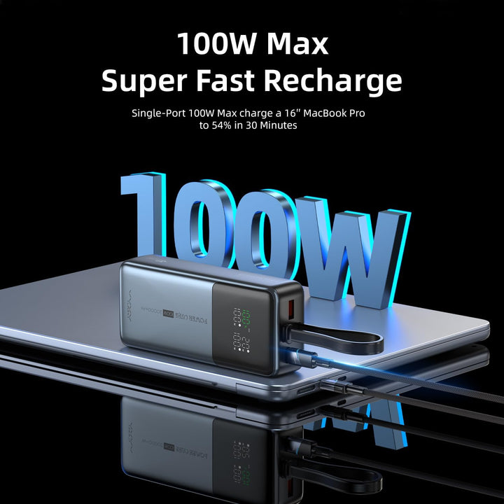 Powerbank 20000mAh mit 100W PD Schnellladung, LED Taschenlampe, 2‑Port Ladegerät für iPhone 15/14, S