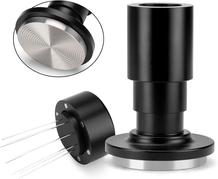 2-in-1 Espresso Tamper 51mm Kaffeeverteiler mit WDT Werkzeug, Einstellbares Espresso Tamper & 8-Nade