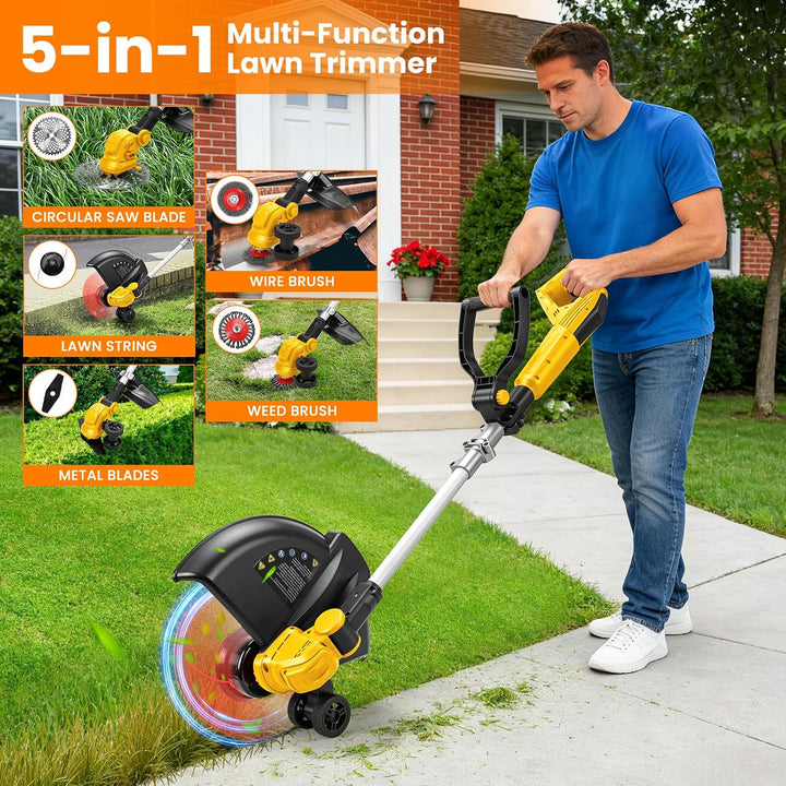 Akku Rasentrimmer kompatibel mit Dewalt 20V MAX Akku, 5-in-1 Bürstenloser Elektrischer Rasentrimmer,