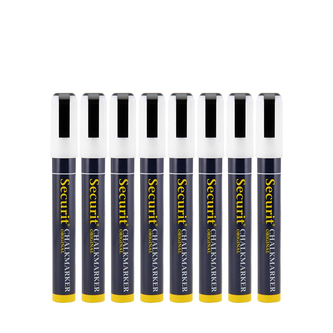 Securit Kreidestifte, 8er Set Kreidemarker in weiss, Kalligraphiespitze mit Strichstärke 2 - 6 mm, z