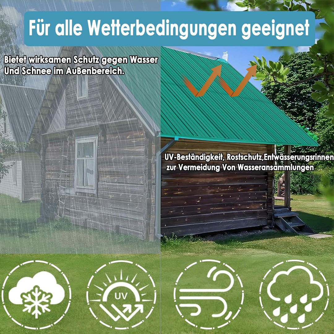 Wellplatten Dach Trapezblech 12x Profilblech 129cm x 45cm ca. 7 m², Wellblechplatten für Dach, Dachb