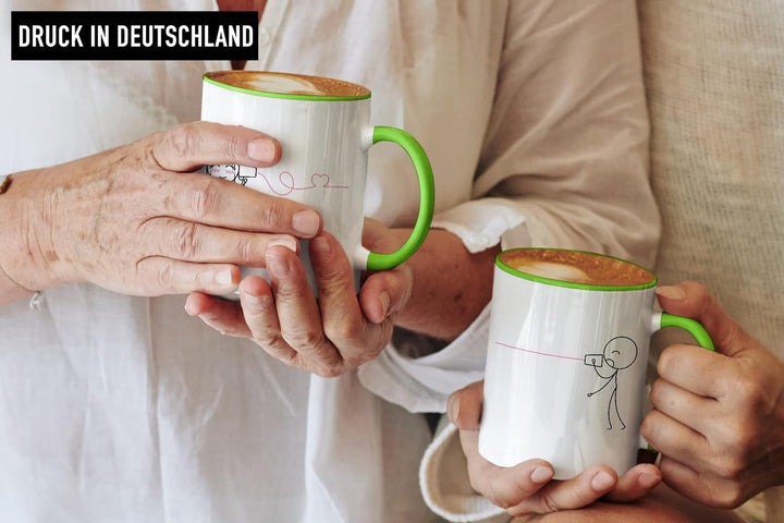 Trendation - Fernbeziehung Geschenk Tassen Set Partner Liebe Geschenk für Freundin Freund Liebesgest