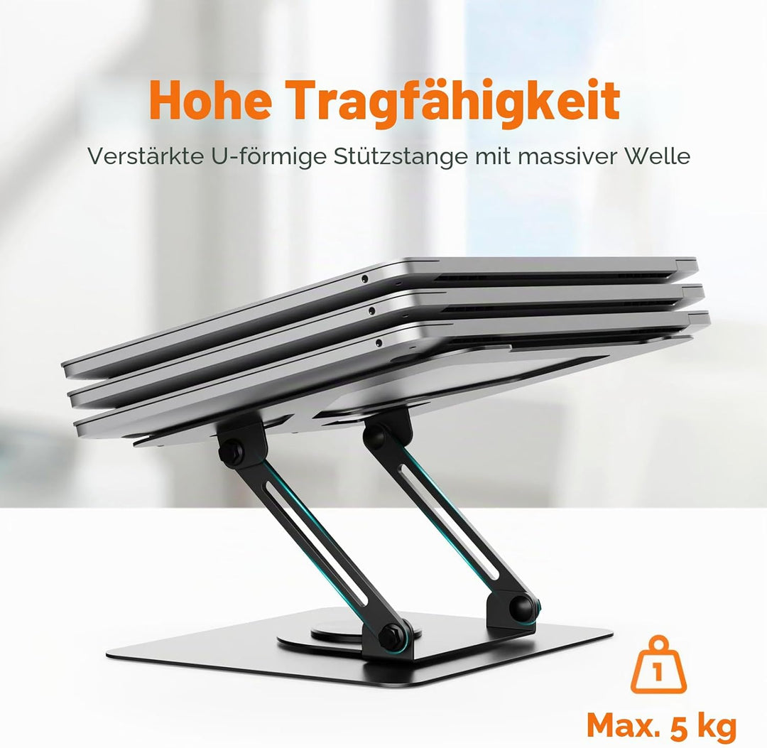 GRIFEMA Laptop Ständer mit 360 Drehbarer Basis, Höhenverstellbar, Belüfteter, Faltbarer Laptop Stand