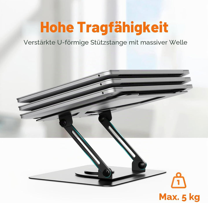 GRIFEMA Laptop Ständer mit 360 Drehbarer Basis, Höhenverstellbar, Belüfteter, Faltbarer Laptop Stand