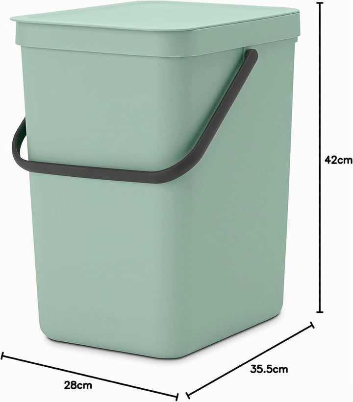 Brabantia - Sort & Go Abfallbehälter 25L - Grosser Recyclingbehälter für die Küche - Tragegriff - Pf