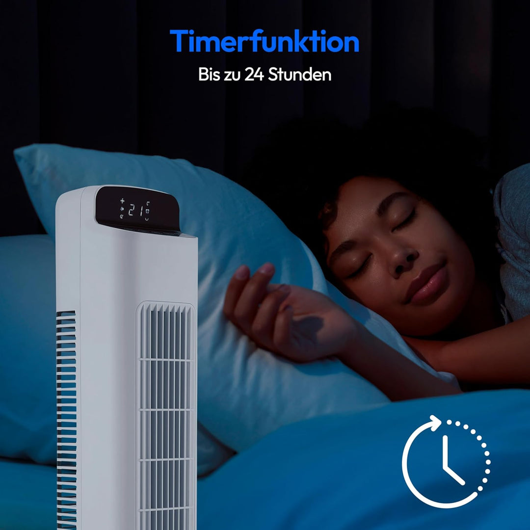 MEDION P15 TF Turmventilator mit Fernbedienung (5 Geschwindigkeitsstufen, leiser Schlafmodus, 45 Wat