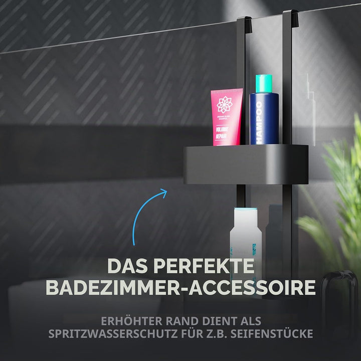 ovimar Duschablage Bleikoya in schwarz als Badezimmer Organizer ohne Bohren | 2 stöckiger Duschkorb
